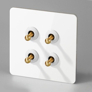 Trắng Brass Chuyển Đổi Ánh Sáng Tường Thiết Bị Chuyển Mạch Anh EU Chúng Tôi Thép Không Gỉ Bảng Điều Chỉnh Kim Loại Điện Cổ Điển Chuyển Đổi Và Ổ Cắm, Phích Cắm & Ổ Cắm - Product Image 4