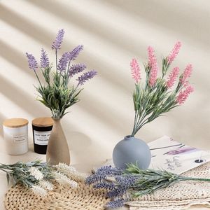 Bouquet de lavande artificielle CallaFloral, fleurs en plastique blanc laiteux, violet clair, violet foncé, décoration d'intérieur, arrangement de mariage - Product Image 1