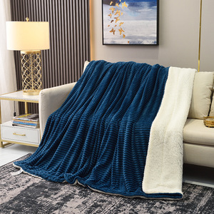 Chăn Ném Cho Mùa Đông 100 Polyester Lông Cừu Nhung Lông Lót Hai Lớp Lông Cừu Mềm Trơn Tùy Chỉnh Hàng Đầu Máy Bay Du Lịch Tùy Chỉnh - Product Image 5