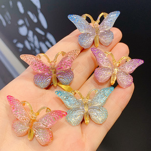 Grampo de cabelo borboleta da moda coreana, strass colorido borboleta, grampos de cabelo para mulheres e meninas, 5 unidades por conjunto