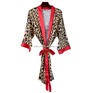 Taglie forti ODM personalizzato abbigliamento da <span class=keywords><strong>notte</strong></span> da donna estate <span class=keywords><strong>leopardo</strong></span> e floreale stampa Kimono abito da <span class=keywords><strong>notte</strong></span> abito da donna - Product Image 3