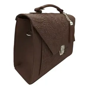 Bolso de Viaje Fana de Cuero Vacuno con Estampado Floral, Cierre de Broche y Asa Superior, para Mujer Adulta - Product Image 4