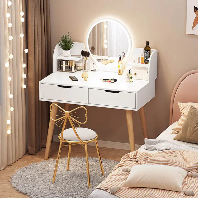 الأكثر مبيعًا أثاث متعدد الوظائف mdf خزانة زينة مع غرفة نوم طاولة خشبية بتصميم مرآة خلع الملابس