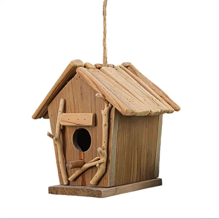 Jardin extérieur suspendu maison d'oiseau fait à la main nid d'oiseau en bois vente en gros
