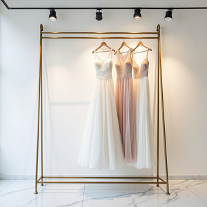 Commercial Grade Modern <strong>Tall</strong> Rustproof Freestanding Garment Display Stand Wire <strong>Shelving</strong> for Wedding Dress Rack Photo Studio - Product Image 3