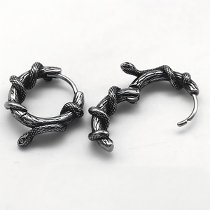 Pendientes de Titanio Estilo Punk Rock para Hombre y Mujer, Diseño Retro de Serpiente Enredada, Joyería de Moda Masculina - Product Image 2