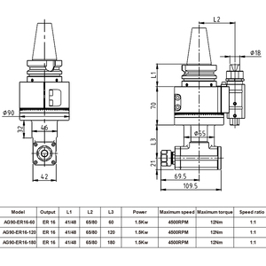 Tête de fraisage à angle droit 90 degrés BT40 pour centre d'usinage horizontal, aléseuse, raboteuse, fraiseuse - Product Image 2