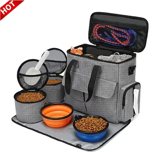 Best Sales Multi-Function Portable Airline Approved Tote Collapsible Pet Dog Food Organizer Storage Travel Bag