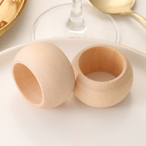 Anillos de servilleta redondos de madera de color sólido, duraderos, para decoración de mesas de boda - Product Image 1