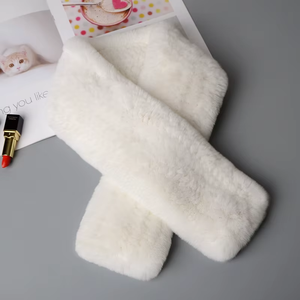 En vrac Simple Rex lapin fourrure tissé écharpe femmes hiver chaleur croix Double face 2025 à la mode - Product Image 4