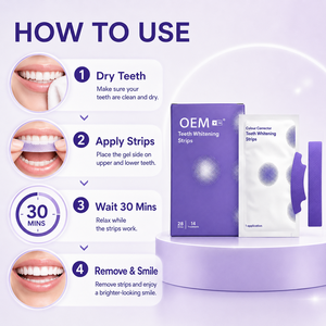 Tiras Blanqueadoras de Dientes <span class=keywords><strong>V34</strong></span> Personalizadas para el Cuidado Bucal, <span class=keywords><strong>Corrector</strong></span> de Color, Tiras Blanqueadoras Púrpuras para Uso Doméstico - Product Image 1