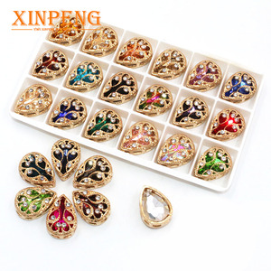 Vente en gros de strass en cristal <span class=keywords><strong>AB</strong></span> en métal à coudre pour vêtements Drop Flatback Glass Sewing Rhinestones for Women Dresses - Product Image 3