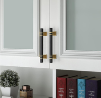 Poignée de meuble moderne minimaliste en acier inoxydable noir mat et or champagne, base carrée évasée, pour cuisine et chambre