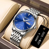 Montre Aili Feida pour homme avec bracelet en acier inoxydable, mouvement à quartz authentique, cadran à aiguilles, luminescent, étanche 30M, boîtier en alliage 40mm