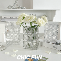 Vase en verre cristal simple style Ins, vente en gros, pour arrangement floral hydroponique de salon, décoration au design raffiné