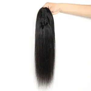 Wholesale Factory Price yaki straight Ponytail hiar Natural Color claw ponytail human hair extension