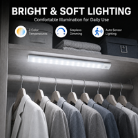 Lampu Kabinet Sensor Gerak Aluminium 30CM Tipe-C Isi Ulang 3 Warna LED Peredup Tanpa Tingkat untuk Dapur