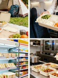 Набор компостируемых контейнеров для еды из кукурузного крахмала напрямую от производителя, с индивидуальным дизайном, герметичный, для микроволновой печи (FDA/LFGB), емкость 600 мл, высокое качество - Product Image 6