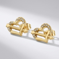 Boucles d'oreilles minimalistes en acier inoxydable plaqué or 18 carats, boucles d'oreilles en zircone en forme de cœur tendance pour femmes, cadeau de fête