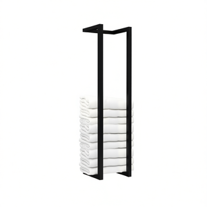 Toallero de Acero Inoxidable Negro, Diseño Minimalista Independiente, Barra Única para Almacenamiento de Toallas, Accesorio de Baño - Product Image 1