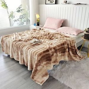 Wholesale Super Soft Long Hair Artificial Fur <strong>Flannel</strong> Blanket Winter <strong>Bedding</strong> for Bed Sofa Knitted Decorative Rendering Color - Product Image 6