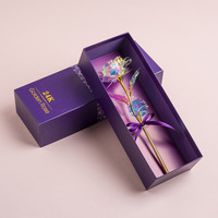Boîte cadeau de fleurs éternelles en feuille d'or de qualité supérieure transfrontalière, rose dorée finie, bouquet de roses dorées, fête des mères, Noël, Qixi
