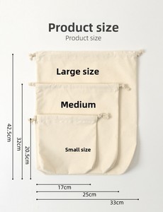 Custom Logo Organic Cotton Drawstring Tote <b>Bag</b> Double <b>Strings</b> Reusable Eco-friendly Recyclable Customizable Sizes NIEN Brand - Product Image 5