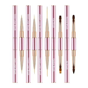 Set di 5 Pennelli <span class=keywords><strong>per</strong></span> Nail Art in Alluminio a Doppia Punta <span class=keywords><strong>per</strong></span> Colorazione e Decorazione, <span class=keywords><strong>per</strong></span> Fototerapia e Modellatura - Product Image 3