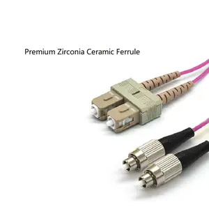 Kalite toptan fiyat SC UPC FC UPC OM4 dubleks 2.0mm optik tel bağlantı kablosu 2 çekirdek Fiber optik yama kablosu Jumper