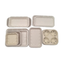 Assiette à sushi jetable en bagasse avec couvercle, qualité alimentaire, plateau de service à emporter, style japonais, logo personnalisé