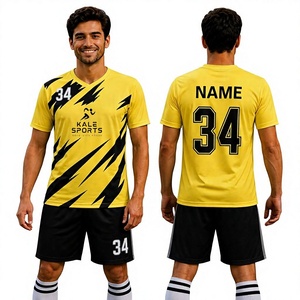 Conjunto de Uniforme de Fútbol Personalizado por Sublimación, Camiseta y Pantalones Cortos con Nombre y Número Personalizados, Cuello en V, Manga Corta - Product Image 1