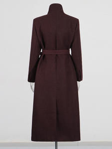 Cappotto Lungo da Donna Stile Retrò Francese, Tinta Unita, Collo Alto con Lacci, <span class=keywords><strong>Rosso</strong></span>, Nuova Moda Primavera 2026 - Product Image 4