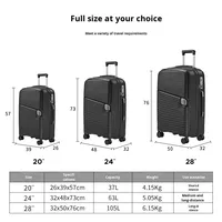 Valise à roulettes unisexe grande capacité 24 pouces, 4 roues pivotantes, néoprène imperméable, serrure TSA, poignée souple, fermeture à glissière