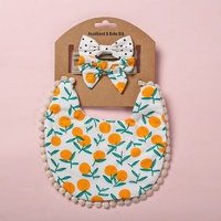 Ensemble de bavoirs pour bébé, double face, unisexe, motif cerise imprimé, tissu en coton, nœud papillon, bandeau, ensemble de bavoirs