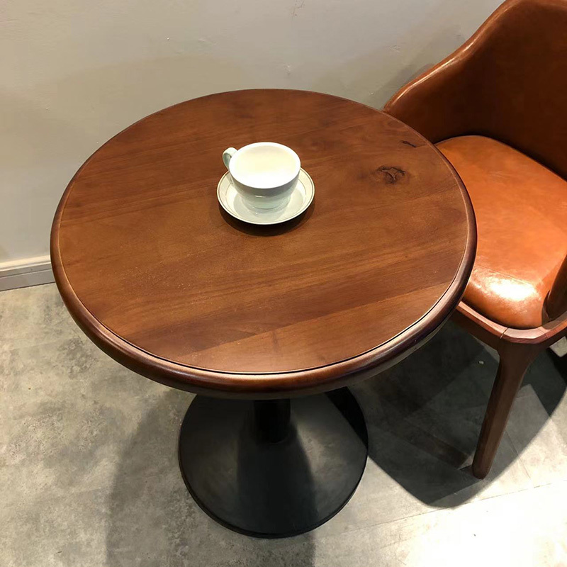 Steel plate 3cm solid wood round table 4 color