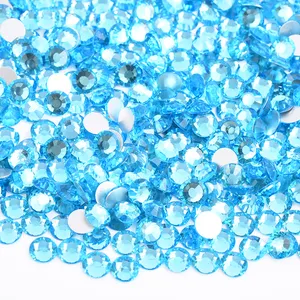 SS6 SS16 SS20 SS30 Aquamarine Màu Vòng Pha Lê Stones Không Hot Sửa Chữa Kim Cương Strass Glass Flatback Rhinestone Cho DIY Thủ Công Mỹ Nghệ