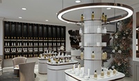 Conception d'intérieur moderne pour salon de beauté, comptoir de présentation de maquillage sur mesure, fabricant de mobilier pour magasin de cosmétiques