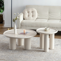 Table basse ronde de style nordique, couleur crème, table d'angle pour salon