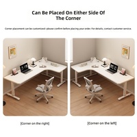 Bureau d'angle électrique réglable en hauteur en forme de L |   Bureau à domicile avec étagère et rangement