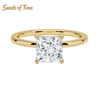 Bague en Moissanite taille princesse pour femme, en argent sterling S925, options de pierres de 1 à 5 carats, plaqué or 18 carats, sertissage griffe, bijoux personnalisés