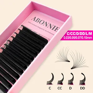 Abonnie Mega Volume 0,03. 05 07 Extensiones de pestañas de Cachemira Easy Fan Lash Tray C Cc D Dd L M Curl Easy Fan Extensión de pestañas