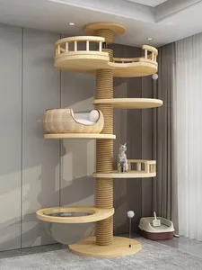 Torre <span class=keywords><strong>di</strong></span> gatto in legno massello con nido <span class=keywords><strong>di</strong></span> Sisal gioco <span class=keywords><strong>di</strong></span> arrampicata piattaforma Sky pilastro Pet Pet Toy mensola cuscino per <span class=keywords><strong>gatti</strong></span> prodotti per divano - Product Image 3