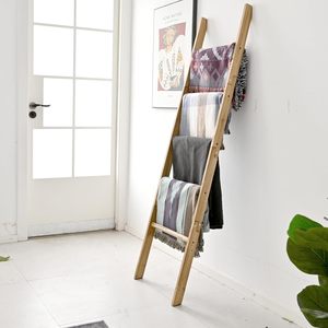 Étagère échelle multifonctionnelle en <span class=keywords><strong>bois</strong></span> décorative pour la maison, 6 pieds, pour serviettes et couvertures de salle de bain, rangement pour cuisine et salon, montage facile - Product Image 5