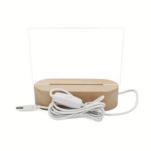 Factory Price RGB <b>USB</b> Oval Wooden <b>Light</b> Beech Popular Customized Table Night <b>Light</b> Base for Acrylic 3D Night LED <b>Light</b> - Product Image 6