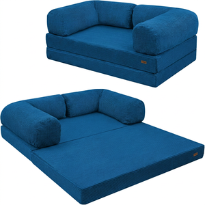3-in-1 Modular Foldable Modern <b>Sleeper</b> <b>Sofa</b> Short Faux Fur Armrests Memory Foam Convertible Living Room - Product Image 1
