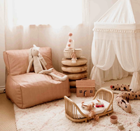 Housse de fauteuil pouf pour enfants en similicuir PU résistant aux taches et à l'eau, confortable