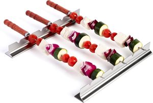 Factory Logo Customization 8pcs Stainless Steel <strong>BBQ</strong> Skewers Set with <strong>BBQ</strong> <strong>Rack</strong> - Product Image 2