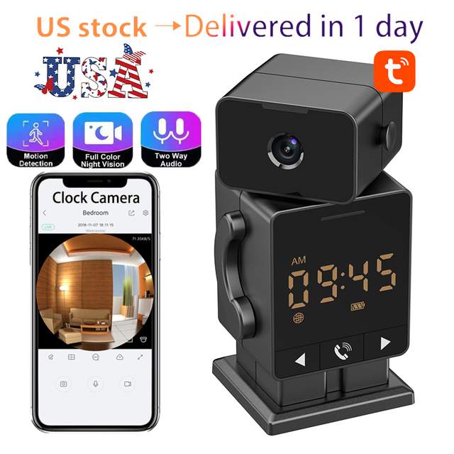 Wistino 2.4G Wifi Home Phone Tuya Clock Smart Camera 3MP Motion Detection Two Way Voice Clock Camera