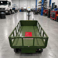 Chariot à plateforme motorisé à double vitesse avec boîte de vitesses, chariot électrique sur plateforme avec garde-corps pour le transport de marchandises industrielles OEM