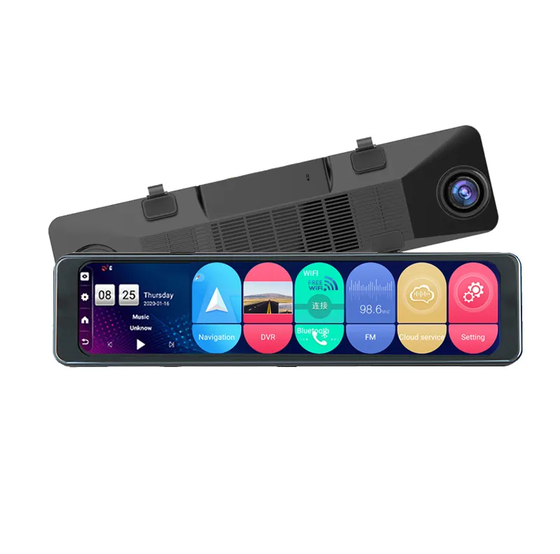 Cámara de salpicadero para coche, espejo retrovisor de 12 pulgadas, 4G, 24H, grabadora de Monitor de aparcamiento, DVR, ADAS, navegación GPS, Android 8,1, 4GB + 32GB